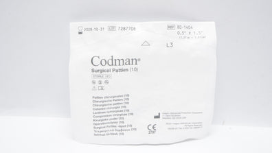 Codman 80-1404 Surgical Patties 1/2inch x 1-1/2inch - Pack of 10